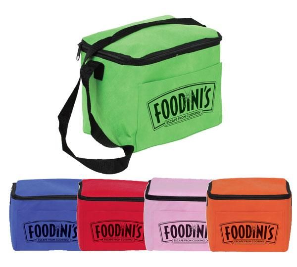 Coolers - Cans & Bags - Promos4sale.com - Promotional Products, Promotional Items - Non-woven 6-pack cooler bag with open front pocket.